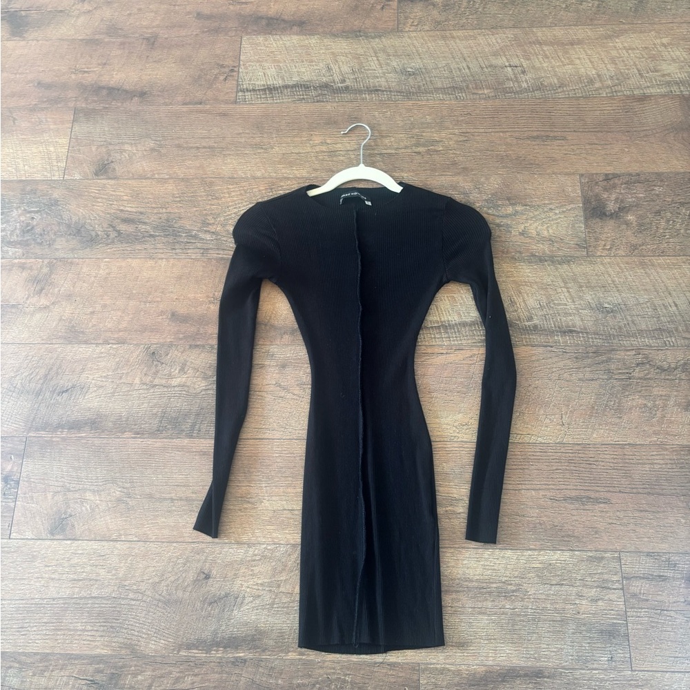 Naked Wardrobe Long Sleeve Black Mini Dress